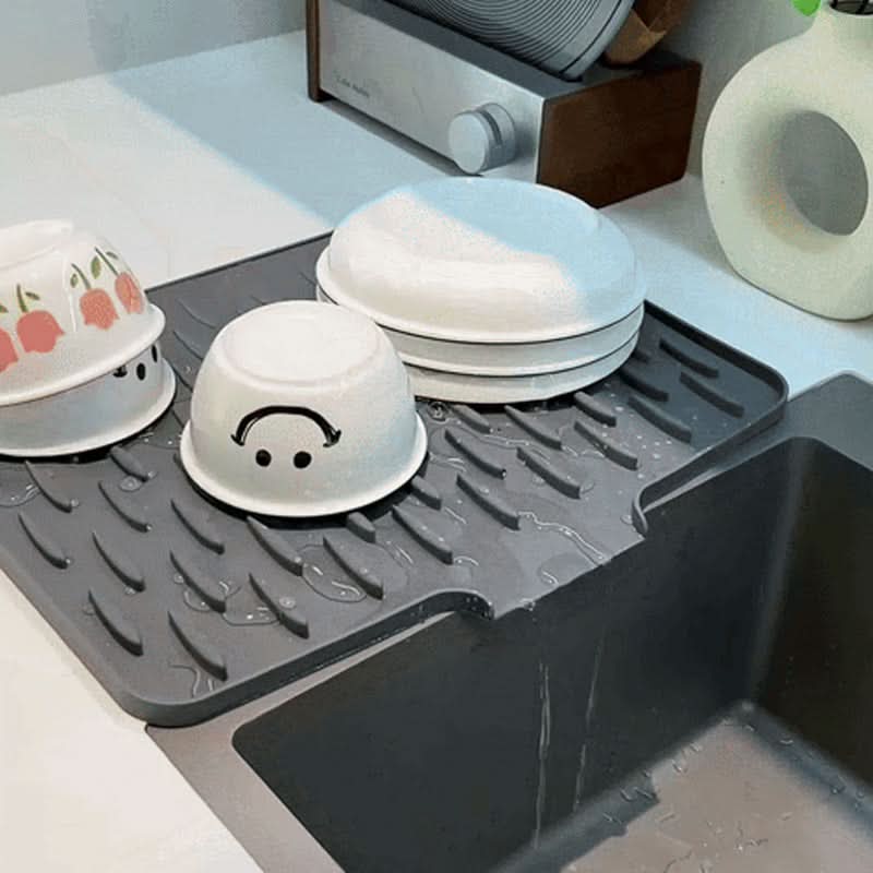 FlexiDrain Max - Tapis d'évier de cuisine pliable multifonctionnel 