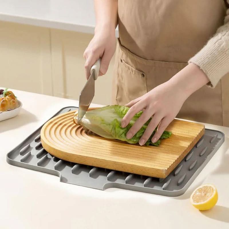FlexiDrain Max - Tapis d'évier de cuisine pliable multifonctionnel 